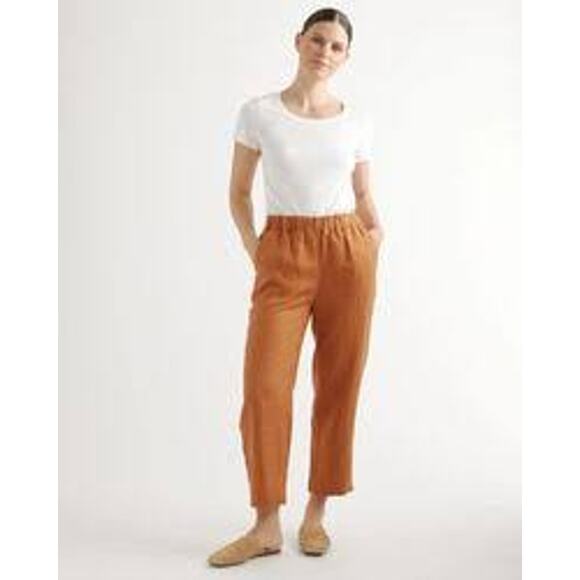 QUINCE European Linen Pants SUSTAINABLE FASHION BRAND Tan Terracotta XL - Picture 2 of 6